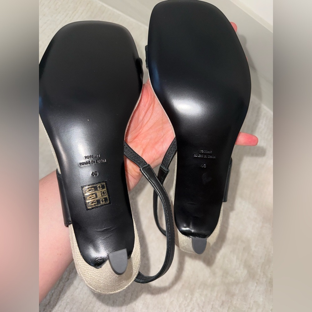 Toteme Sculptural Slingback Sandals, 40, Canvas Black - Picture 12 of 17
